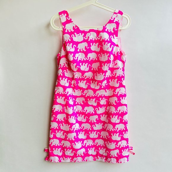 ❤️ Lilly Pulitzer Delia elephant prints shift dress in pink Size 6 - Picture 2 of 11